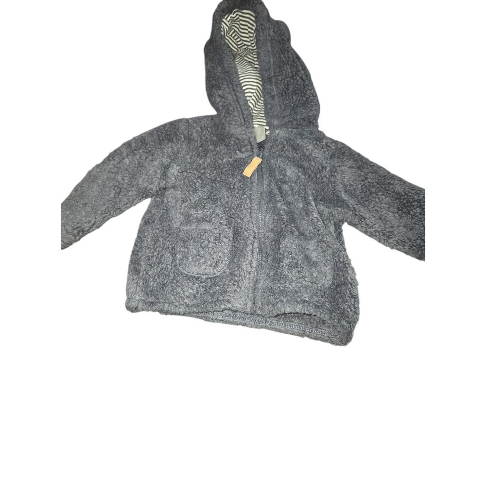 Carters Baby Boys Jacket 9 Months Blue Fluffy Zipper Pockets Hooded